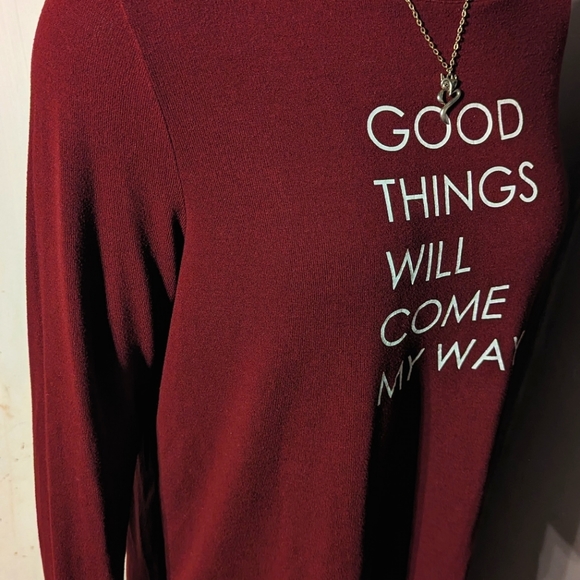 Peace, love world yoga soft long sleeve  workout x-large burgundy wine positive - Picture 2 of 10